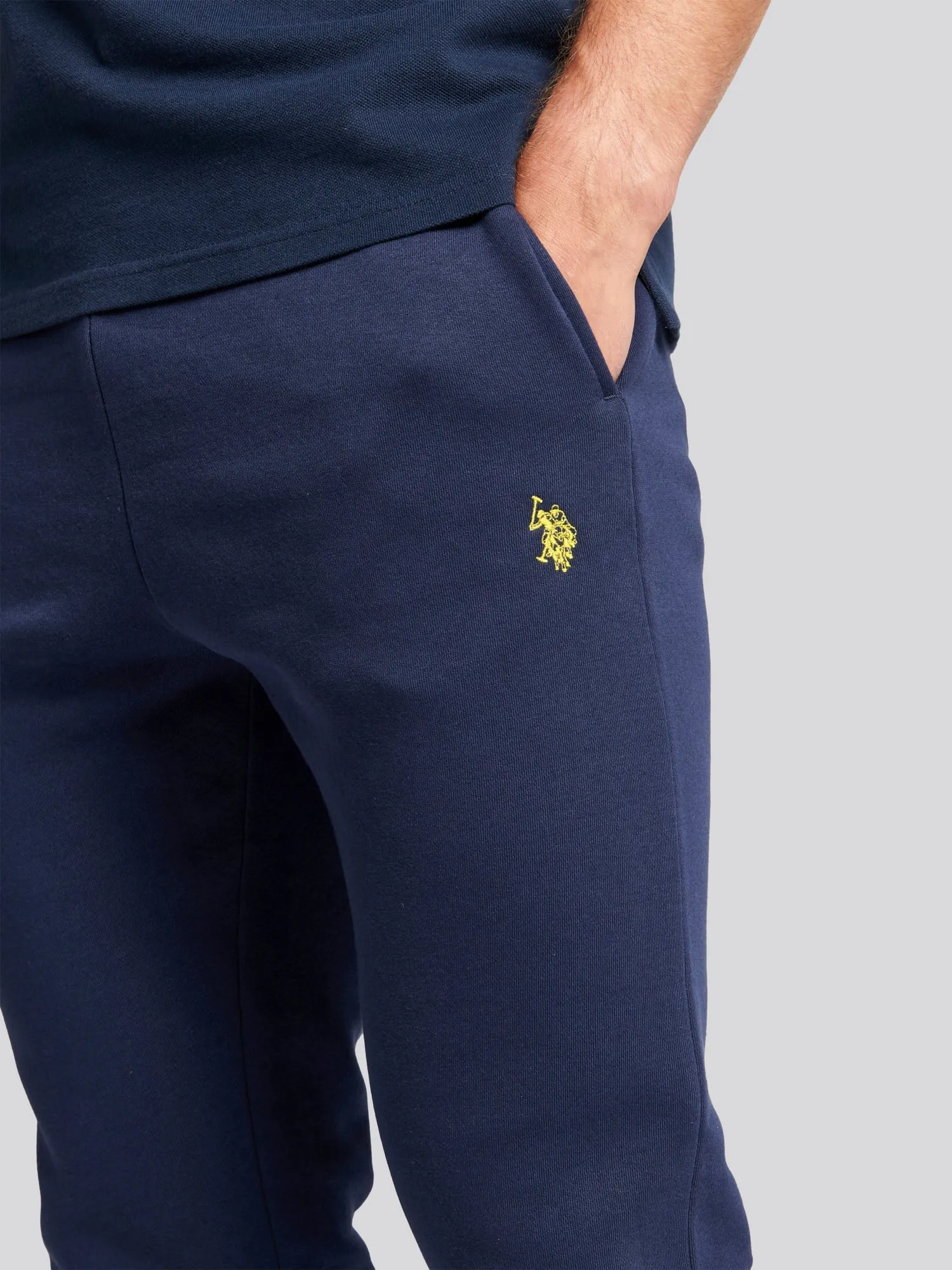 Mens Fleece Joggers in Navy Blazer Yellow DHM