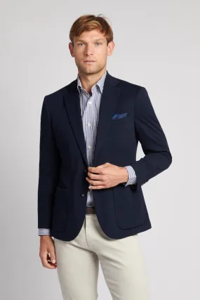 Mens Solid Jersey Blazer Jacket in Navy Blue