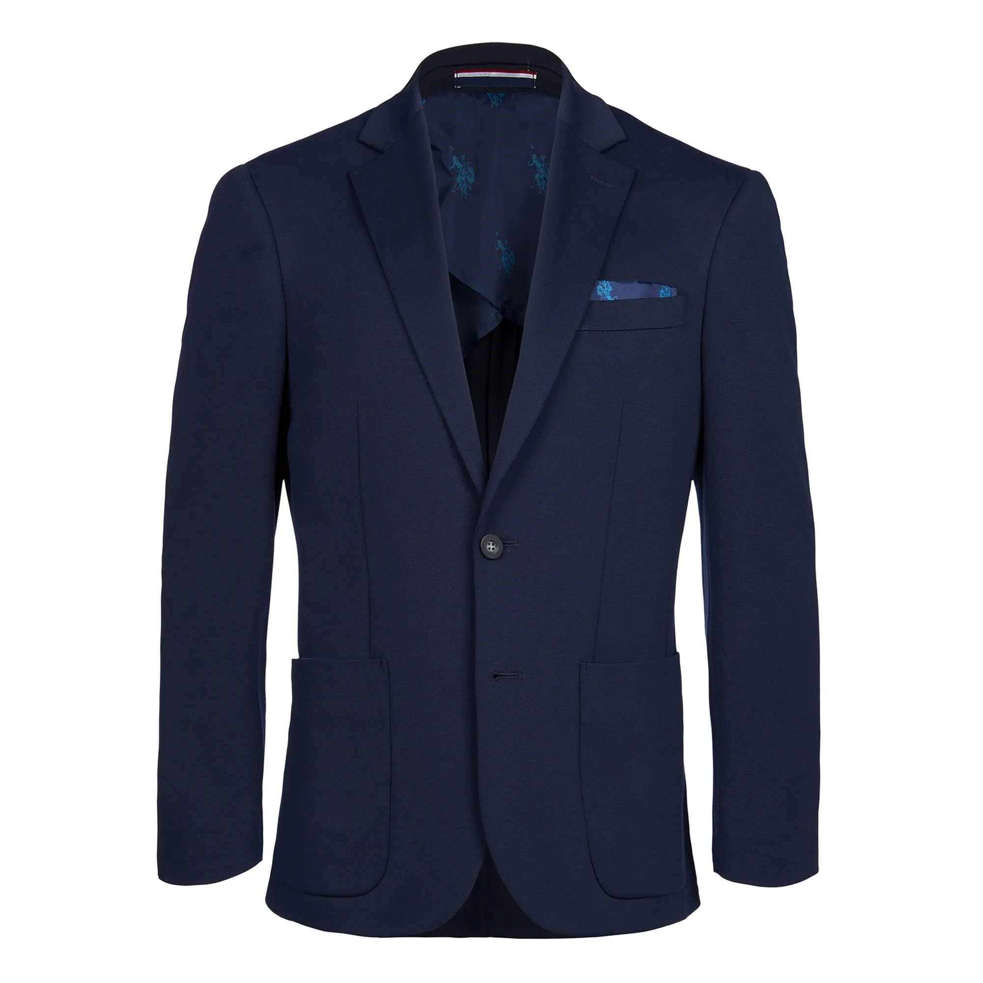 Mens Solid Jersey Blazer Jacket in Navy Blue