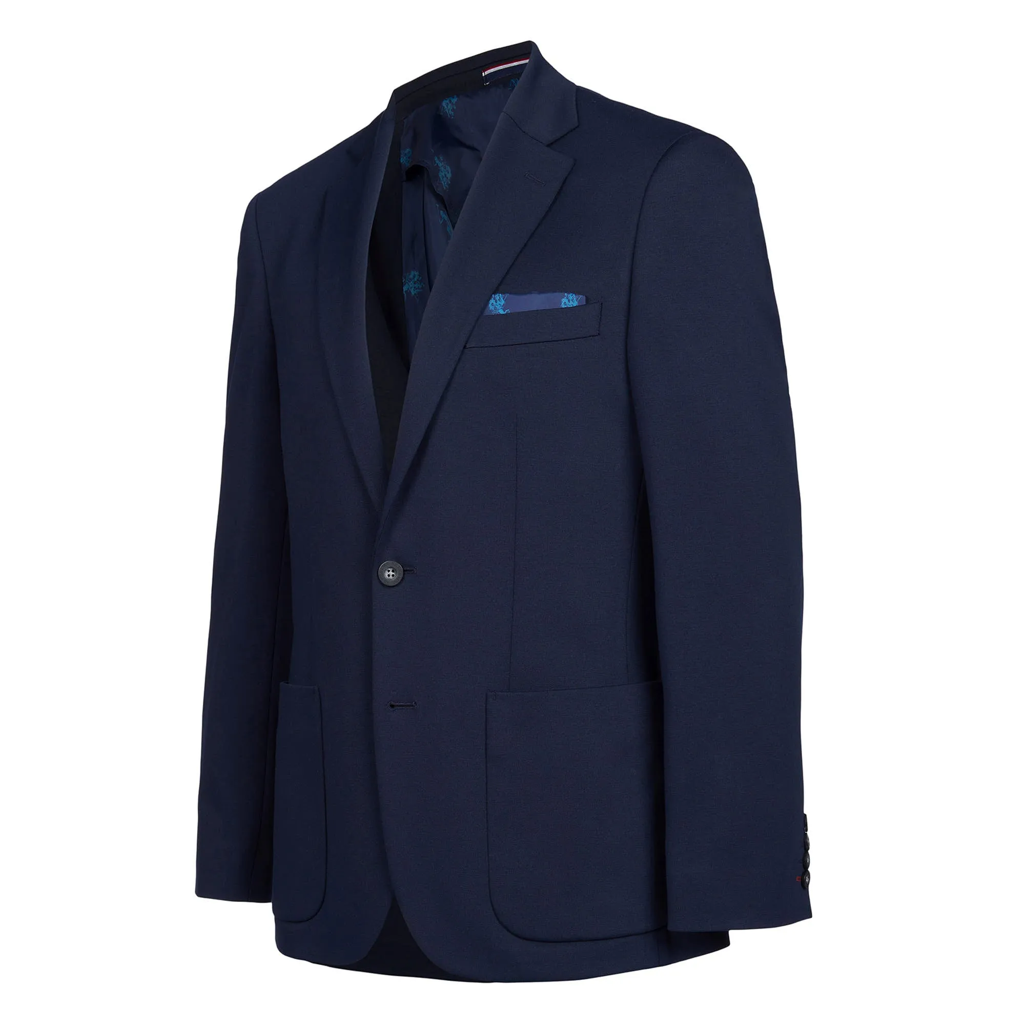 Mens Solid Jersey Blazer Jacket in Navy Blue