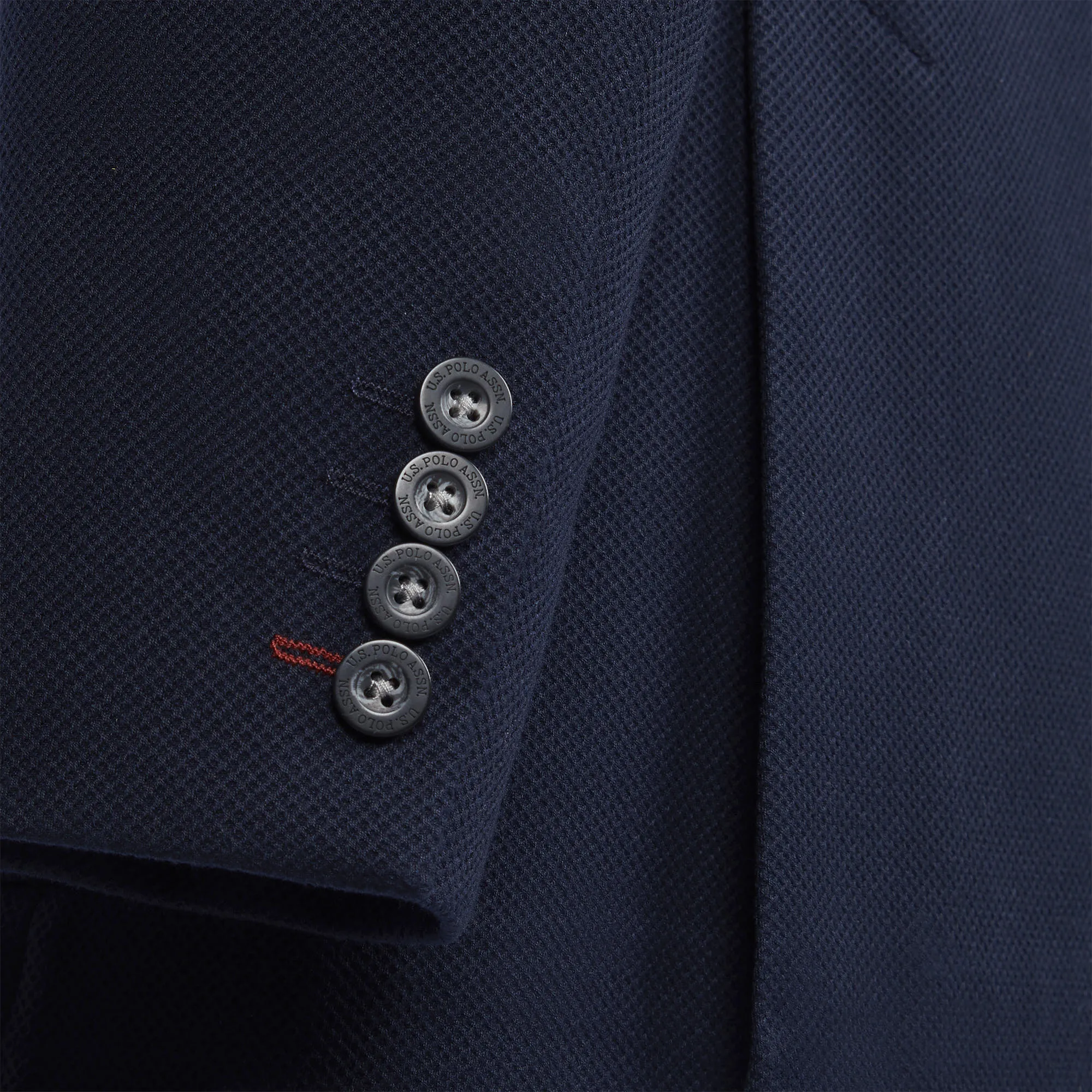 Mens Textured Pique Jersey Blazer in Navy Blue