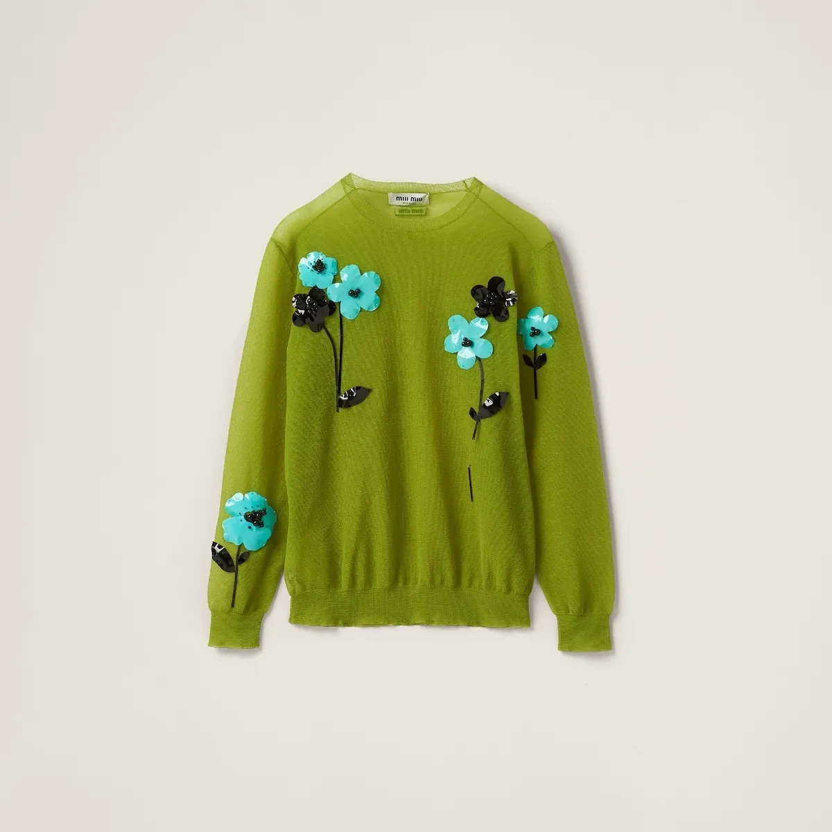 MiuMiu  |Crew Neck Casual Style Long Sleeves Plain Cotton