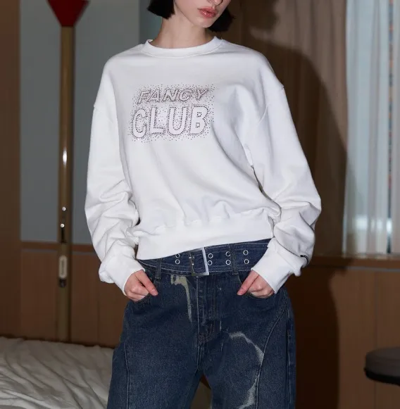 NASTY FANCY CLUB  |Street Style U-Neck Long Sleeves Plain Cotton Medium