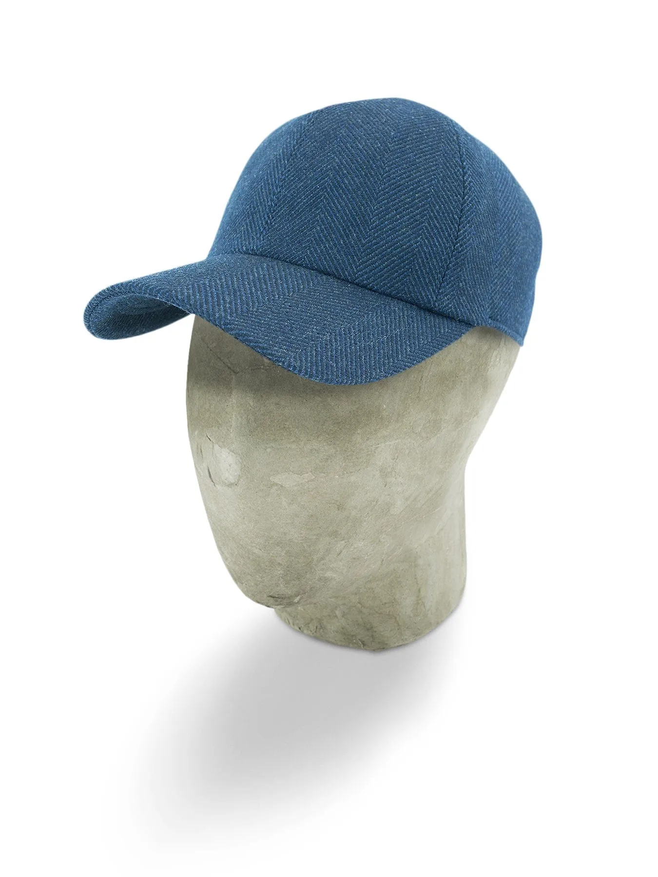 Navy Herringbone Loro Piana Wool Baseball Cap