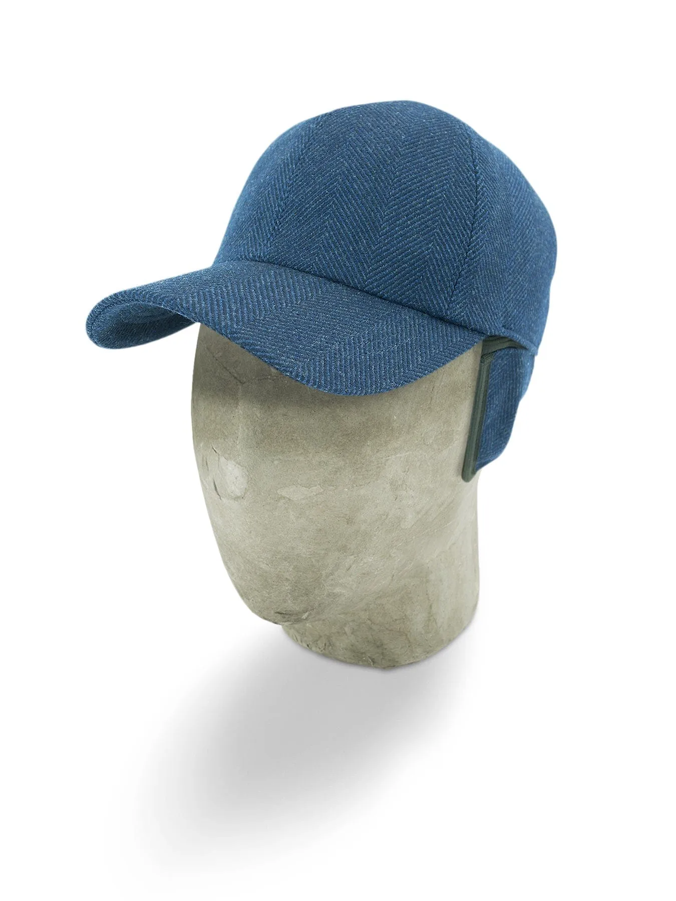 Navy Herringbone Loro Piana Wool Baseball Cap