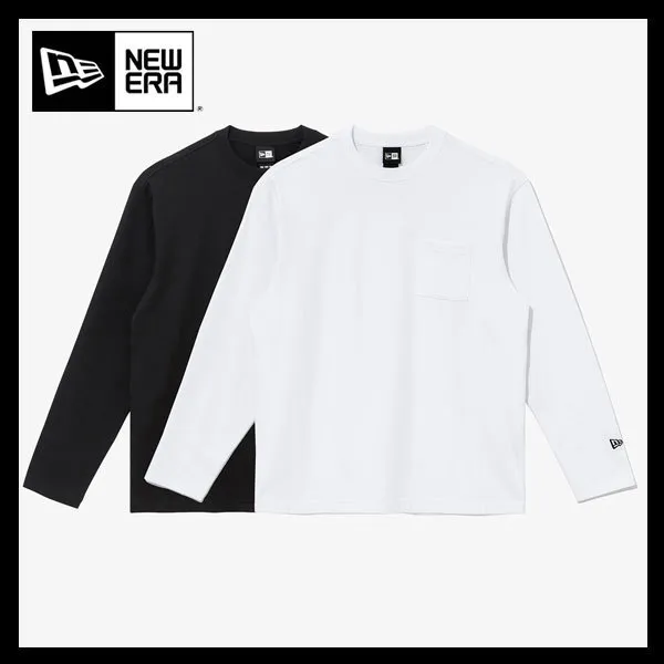 New Era  |Unisex Street Style U-Neck Long Sleeves Plain Cotton