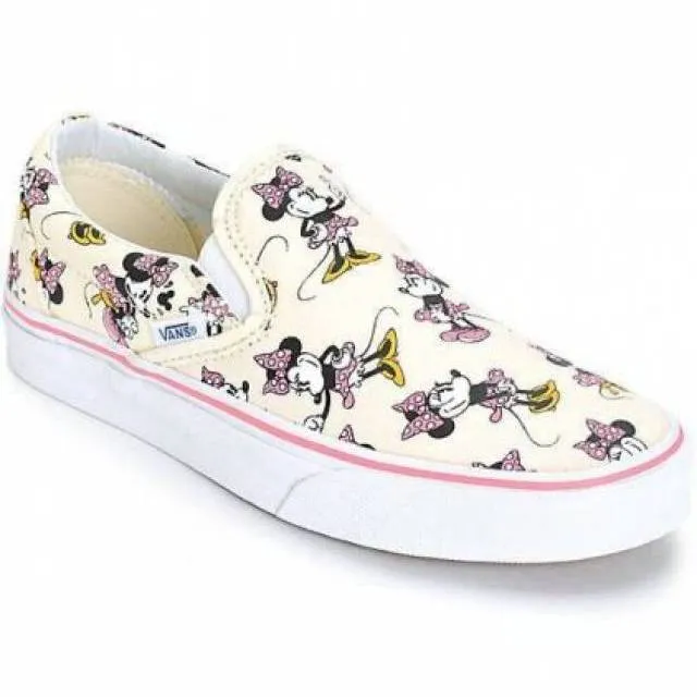 New vans x disney classic slip on minnie mouse print shoes vintage womens