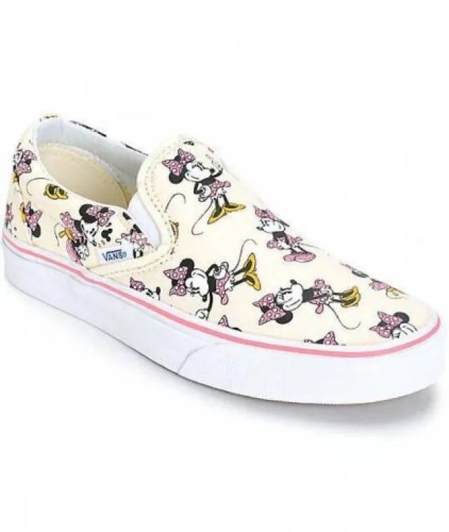 New vans x disney classic slip on minnie mouse print shoes vintage womens