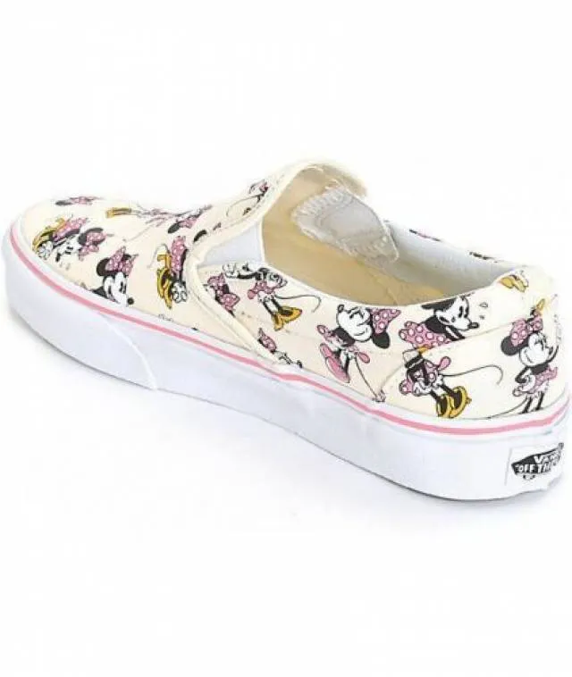 New vans x disney classic slip on minnie mouse print shoes vintage womens