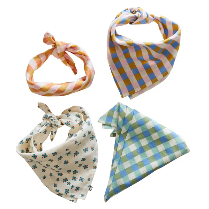 Oeuf Baby And Child Square Bandana Papaya Orange Gingham