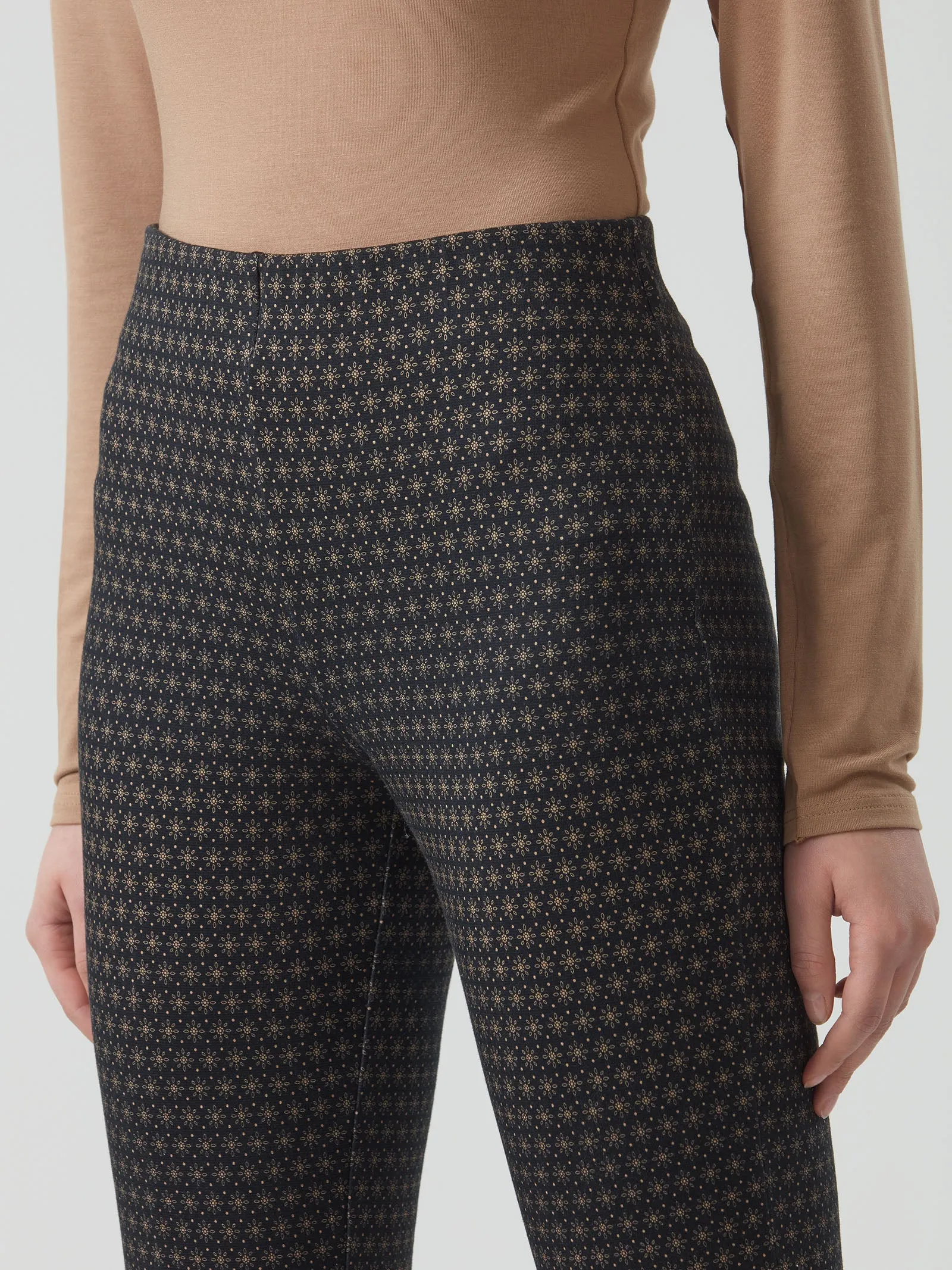 Pantalone a sigaretta in Digital Wool con microdisegno stampato