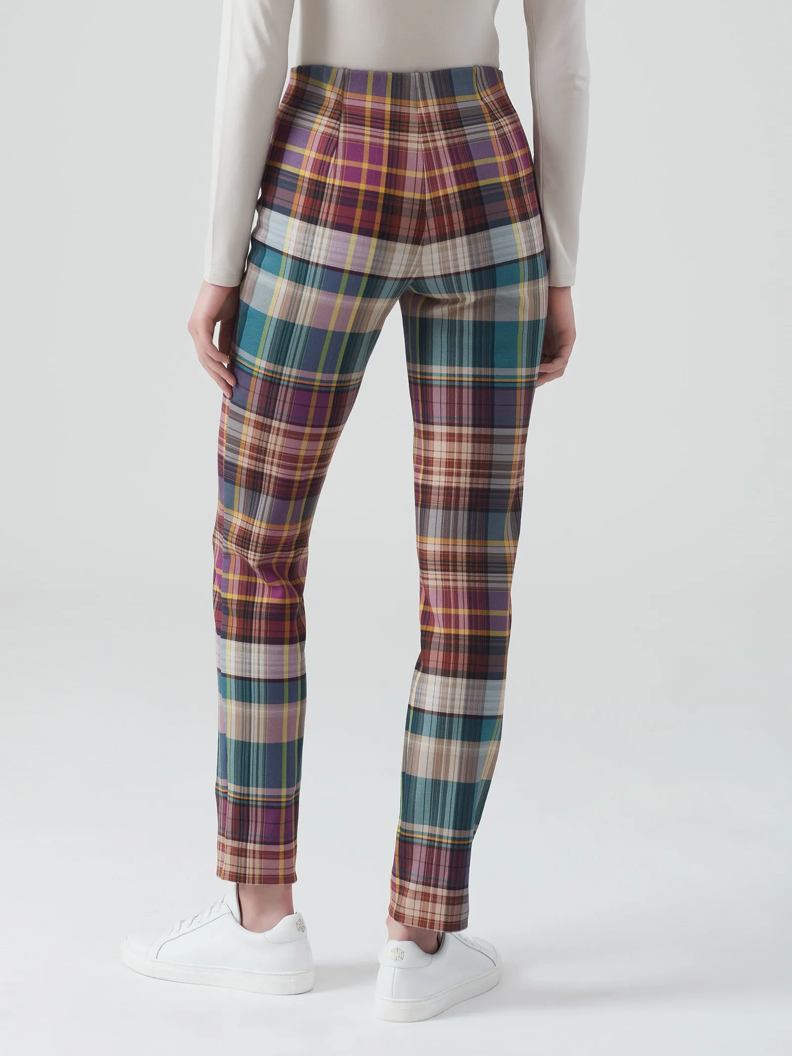 Pantalone a sigaretta in Digital Wool stampato tartan