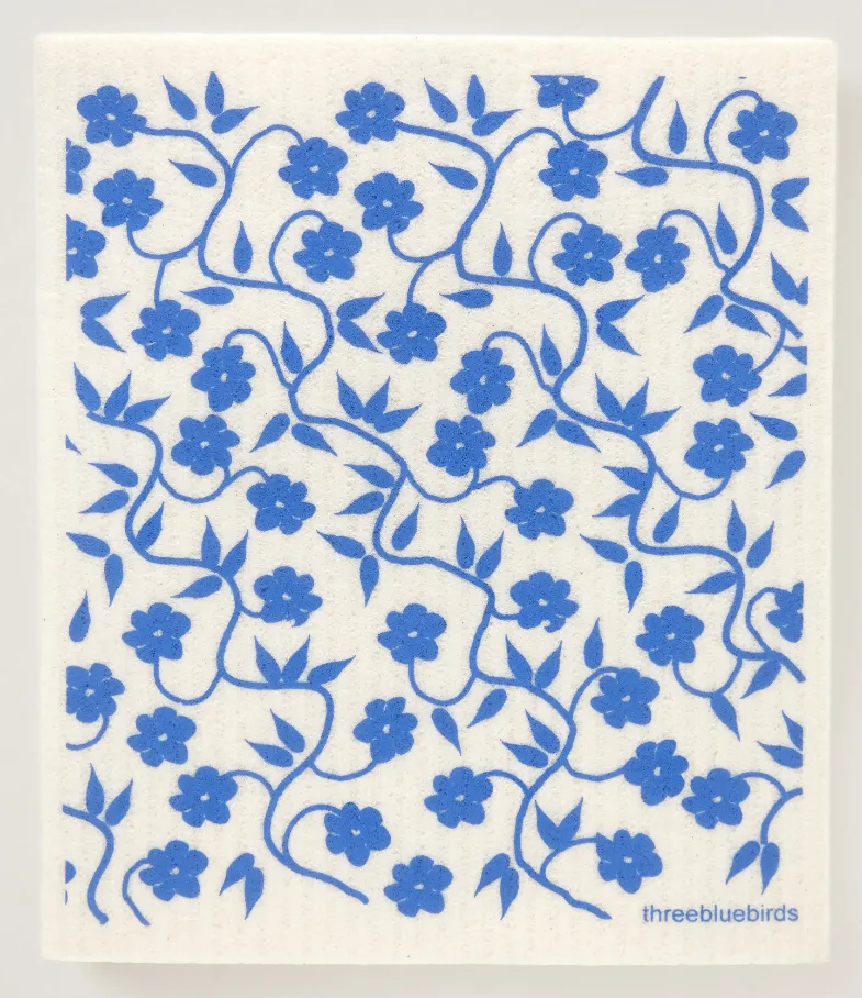 Periwinkle Vines Swedish Dishcloth