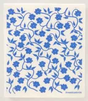 Periwinkle Vines Swedish Dishcloth