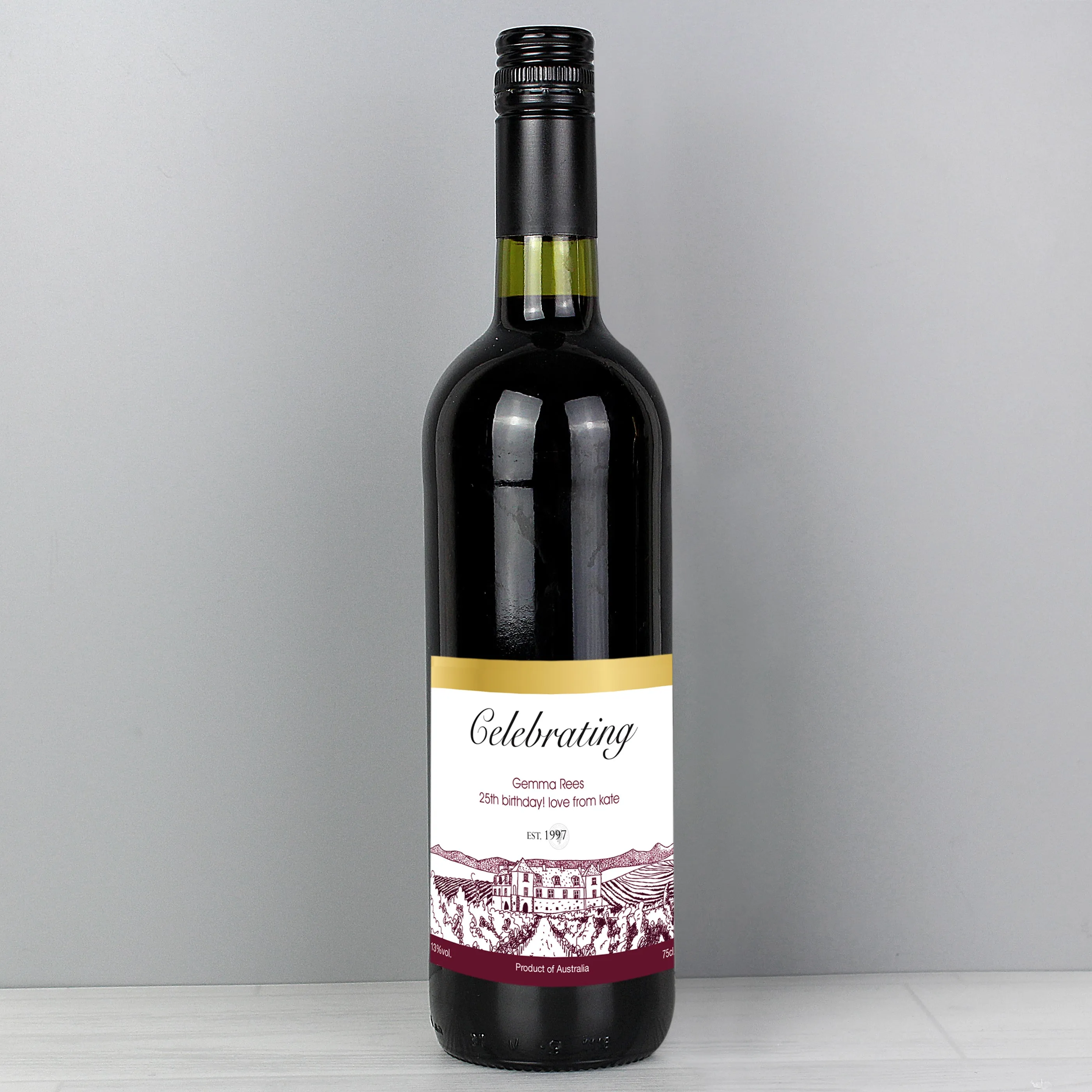 Personalised Free Text Vineyard Red Wine