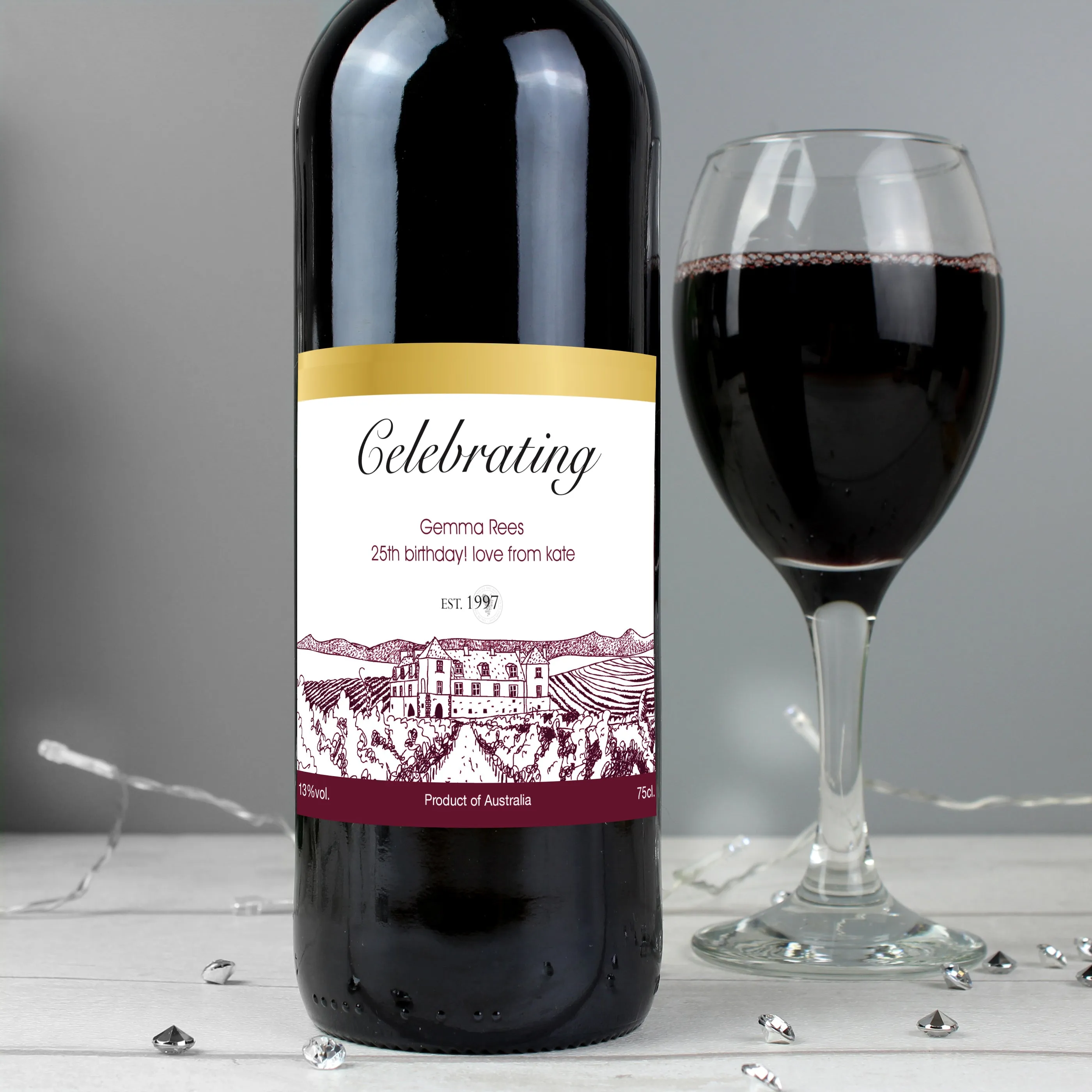 Personalised Free Text Vineyard Red Wine