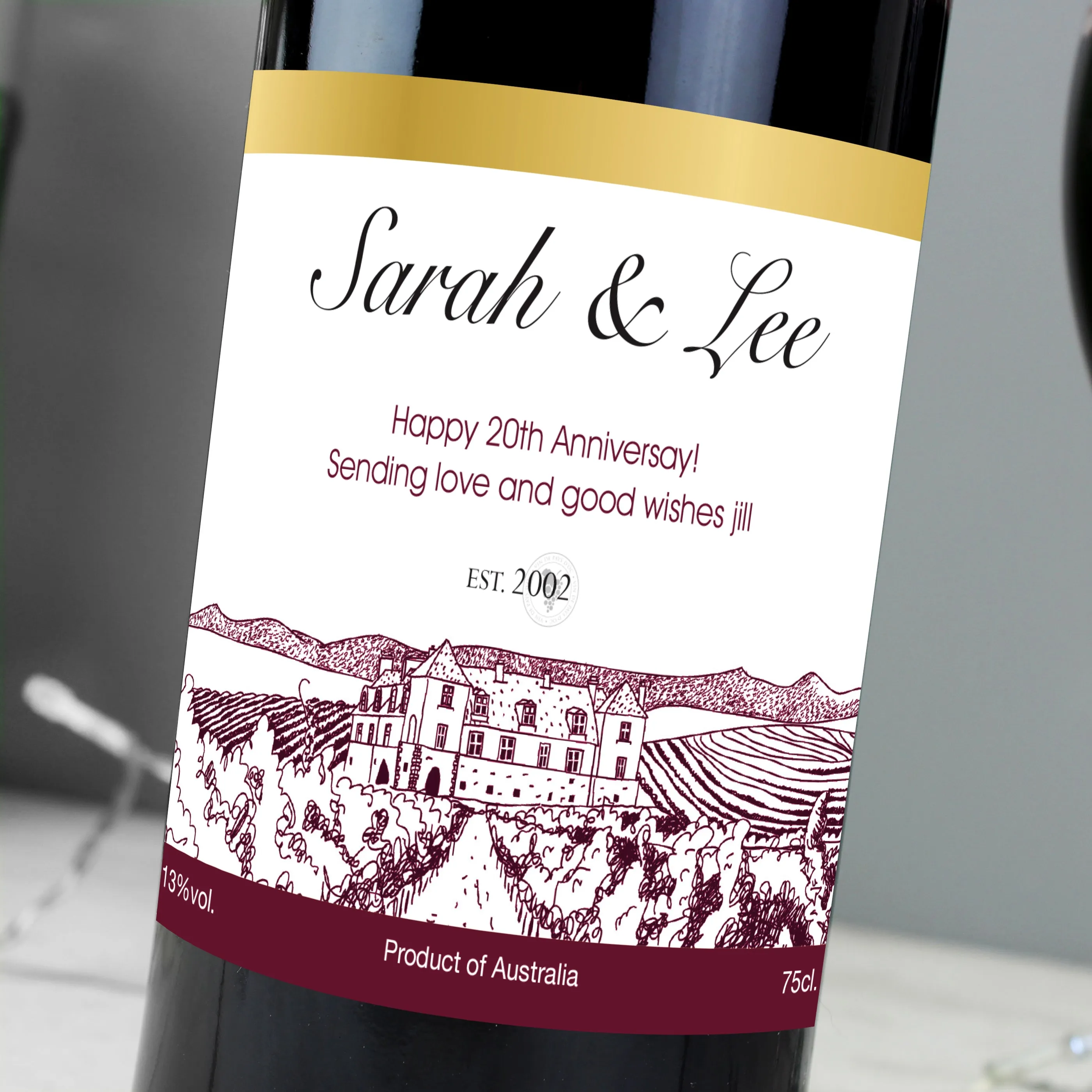 Personalised Free Text Vineyard Red Wine