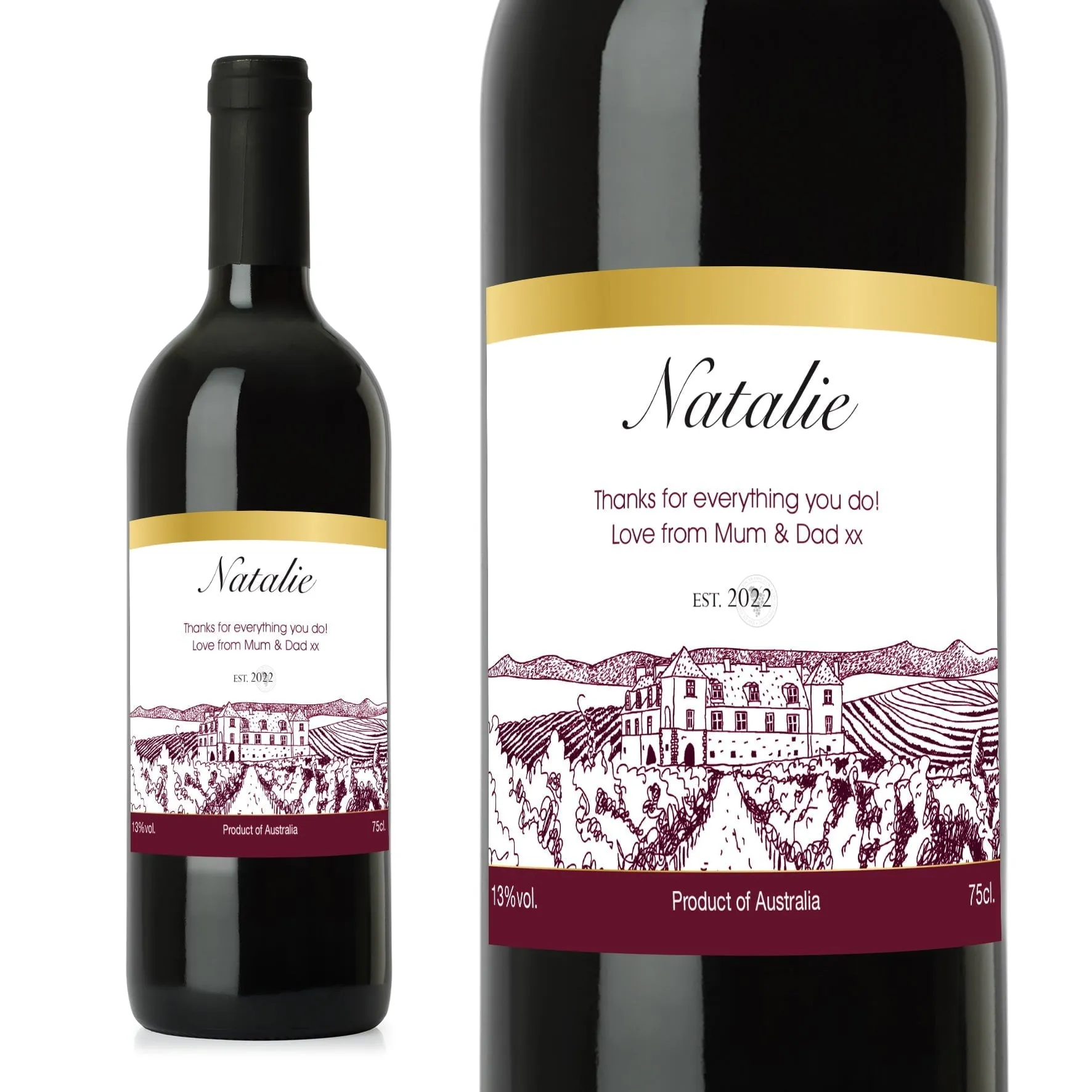 Personalised Free Text Vineyard Red Wine