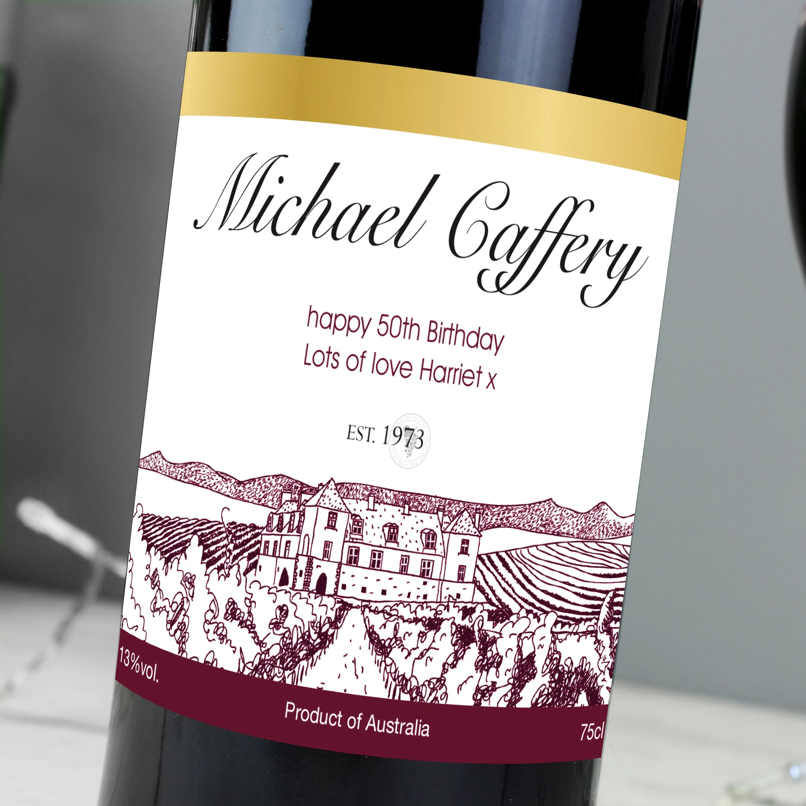 Personalised Free Text Vineyard Red Wine