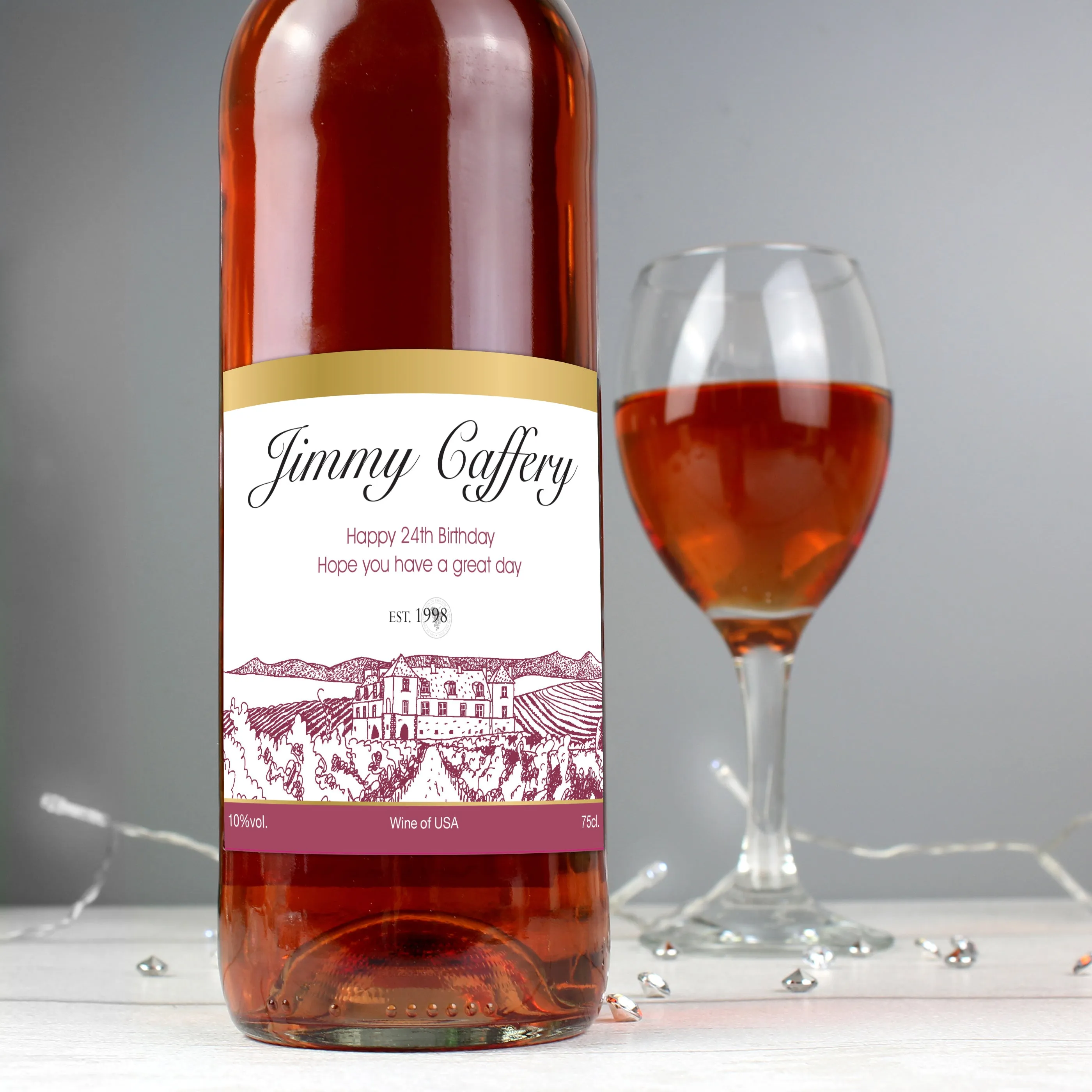 Personalised Free Text Vineyard Rose Wine