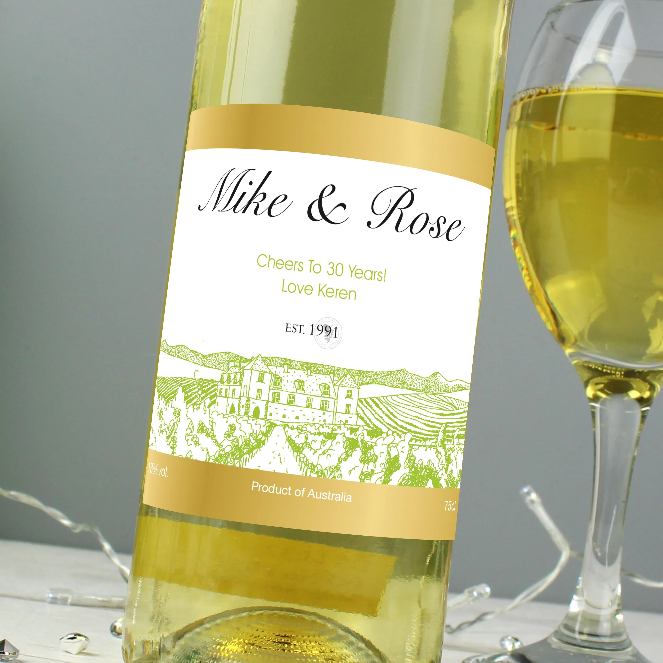 Personalised Free Text Vineyard White Wine