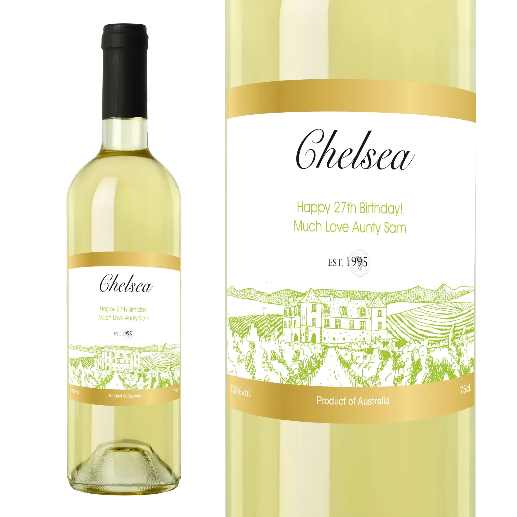 Personalised Free Text Vineyard White Wine