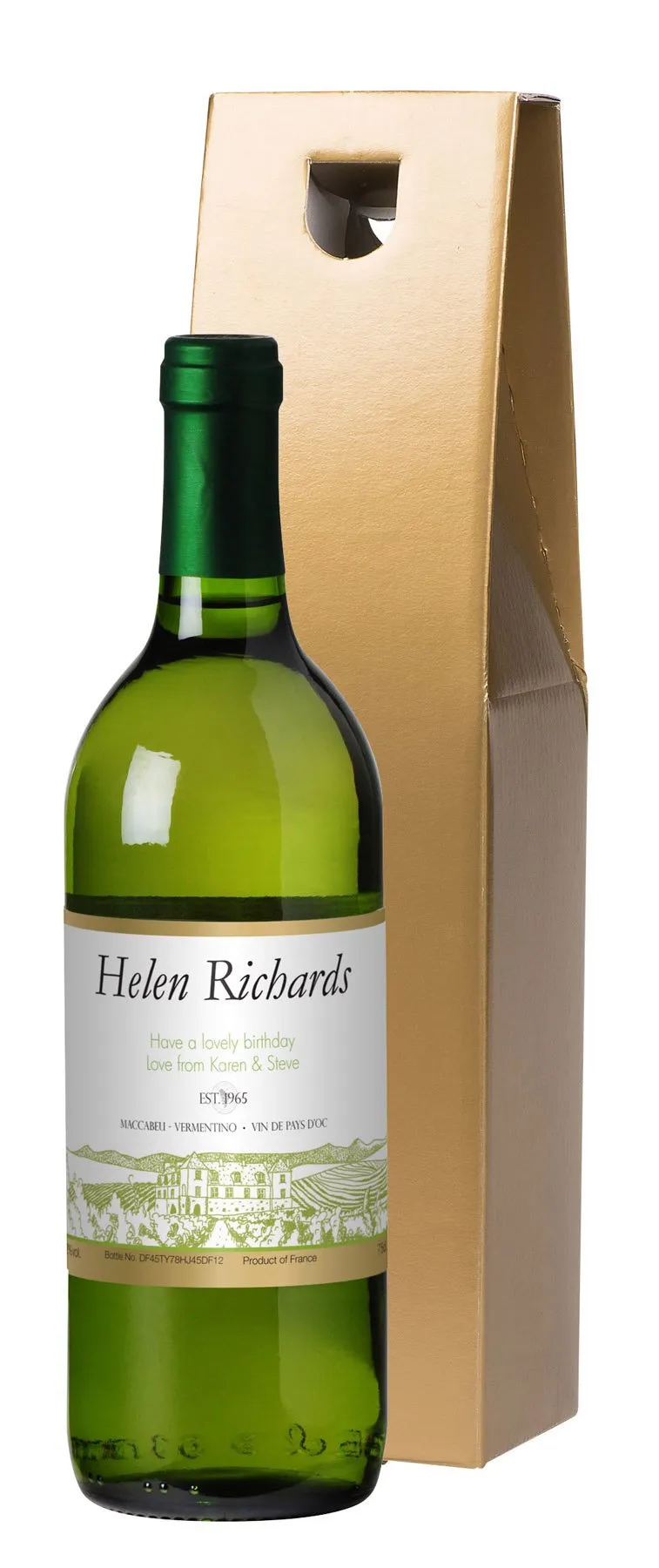 Personalised Free Text Vineyard White Wine