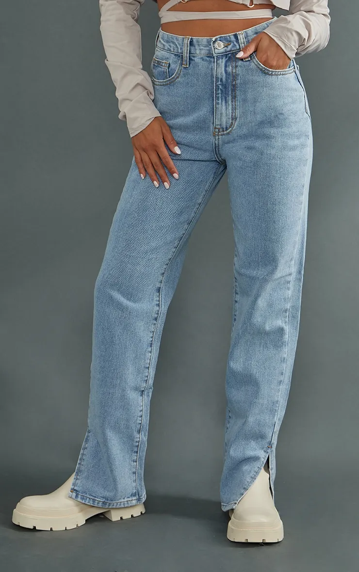 Petite Light Wash Split Hem Jeans | Petite