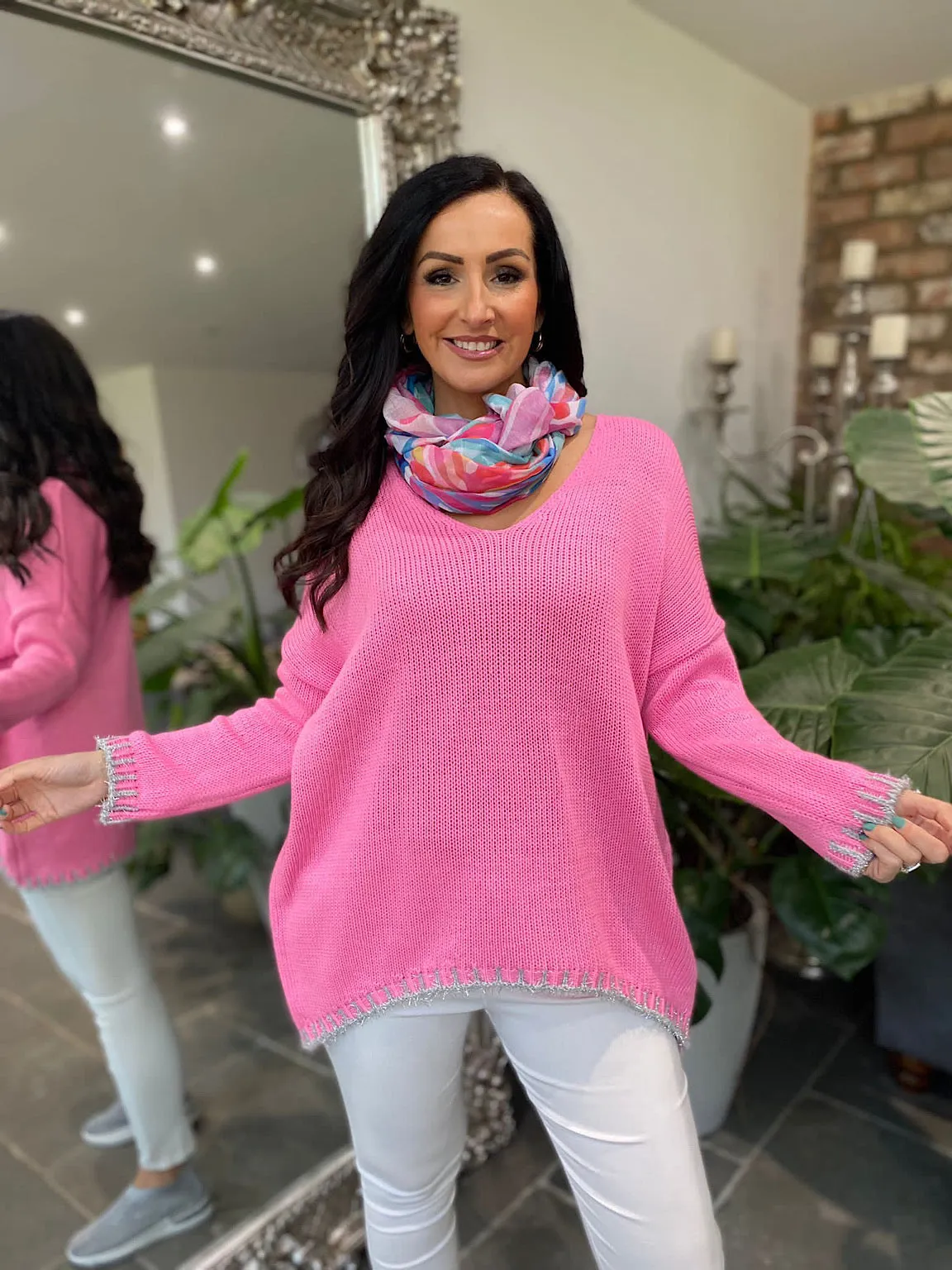 Pink Lurex Trim Detail Jumper Dolly