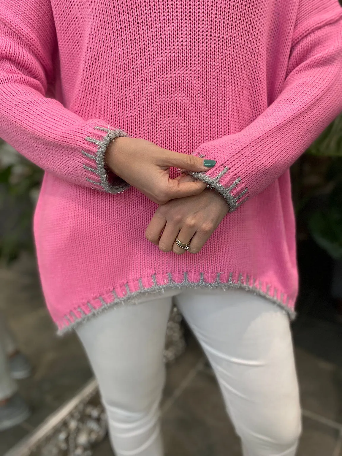 Pink Lurex Trim Detail Jumper Dolly