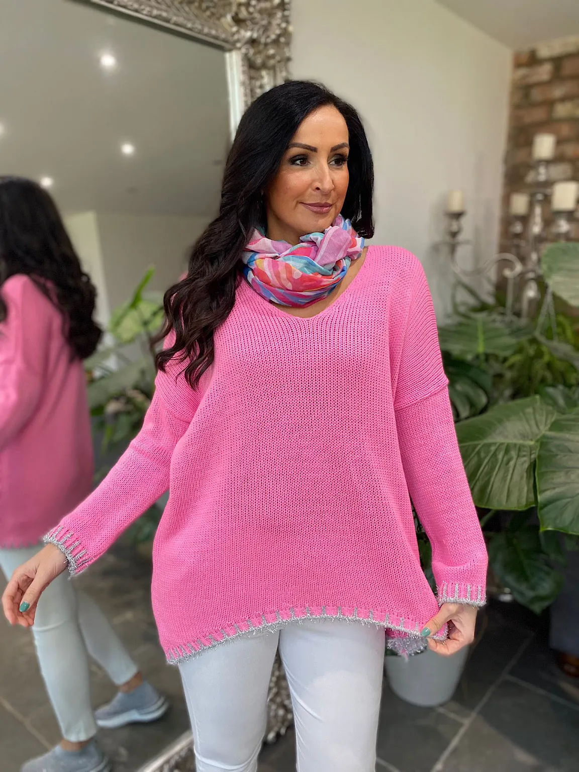 Pink Lurex Trim Detail Jumper Dolly