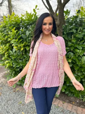 Pink Short Sleeve Multi Holes Top Finn