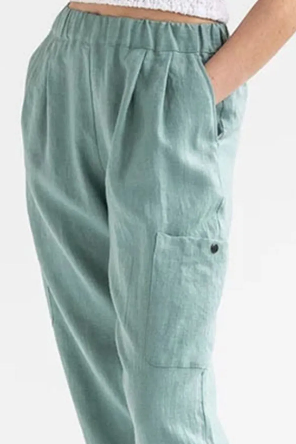 Pocketed Elastic Waist Pants