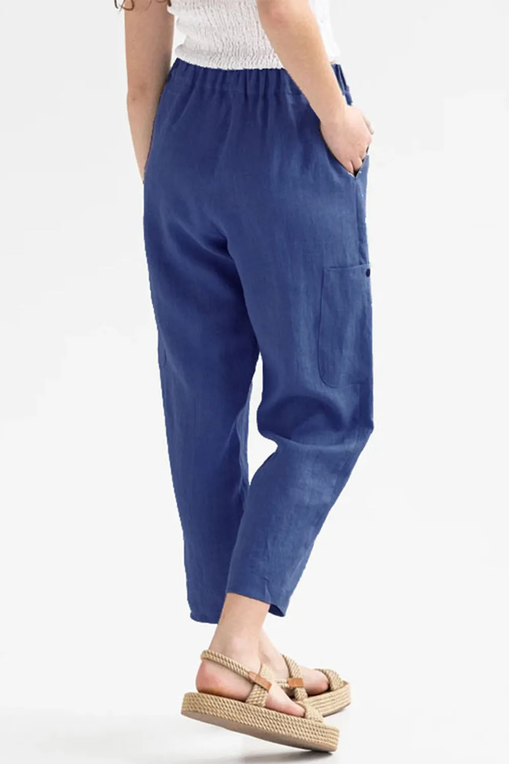 Pocketed Elastic Waist Pants