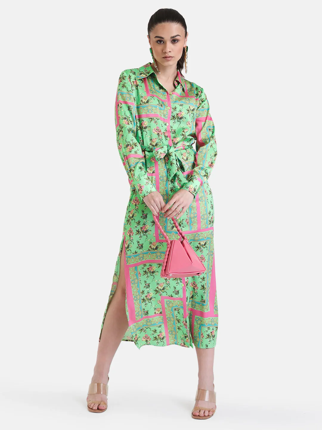 Printed Midi Shirt Dress