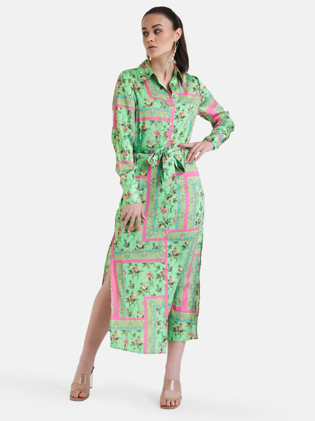 Printed Midi Shirt Dress