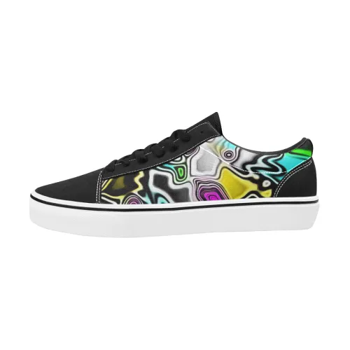 Psychedelic Paint Drop Men's Low Top Skateboarding Shoes