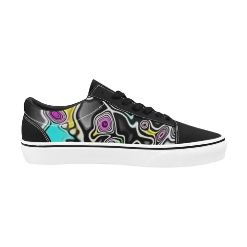 Psychedelic Paint Drop Men's Low Top Skateboarding Shoes