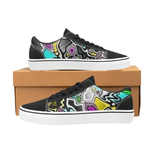 Psychedelic Paint Drop Men's Low Top Skateboarding Shoes