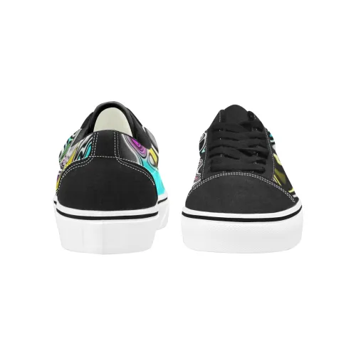 Psychedelic Paint Drop Men's Low Top Skateboarding Shoes