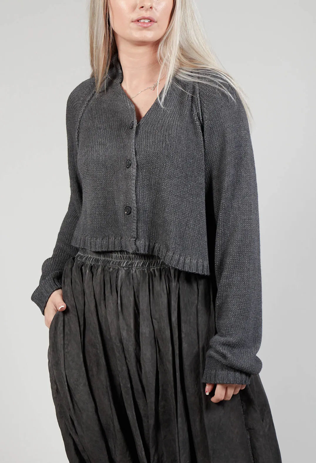 Ribbed Cardigan in Coal Cloud