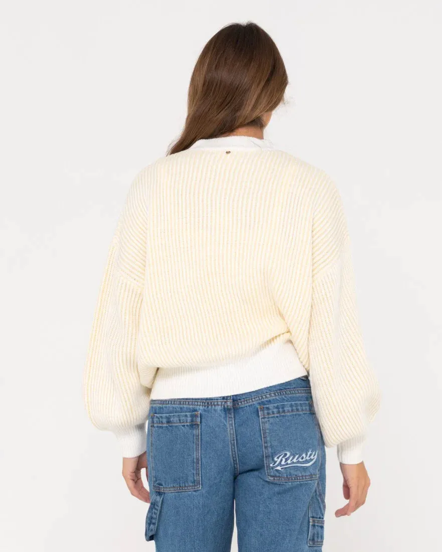 Rusty Ora Mock Neck Knit - Pale Banana