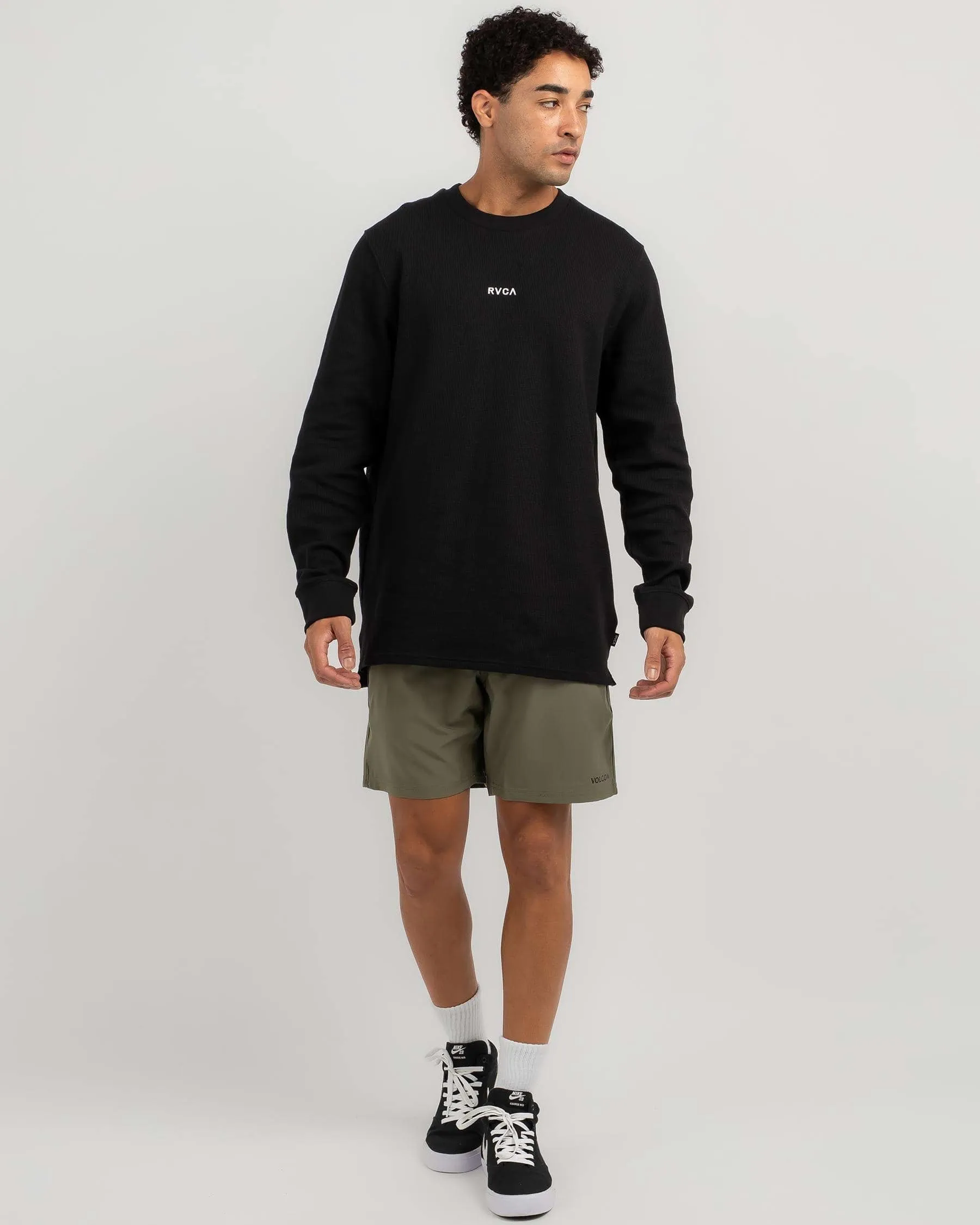 RVCA  |Crew Neck Street Style Long Sleeves Plain Cotton