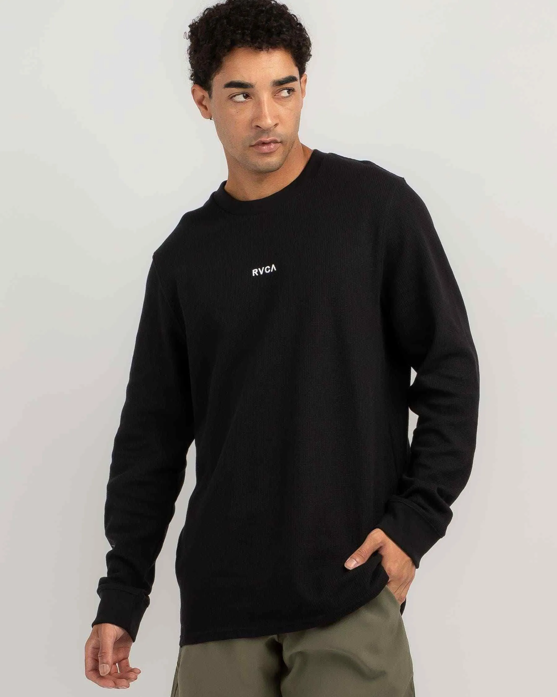 RVCA  |Crew Neck Street Style Long Sleeves Plain Cotton