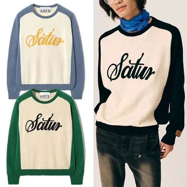 SATUR  |Crew Neck Unisex Wool Nylon Street Style Bi-color