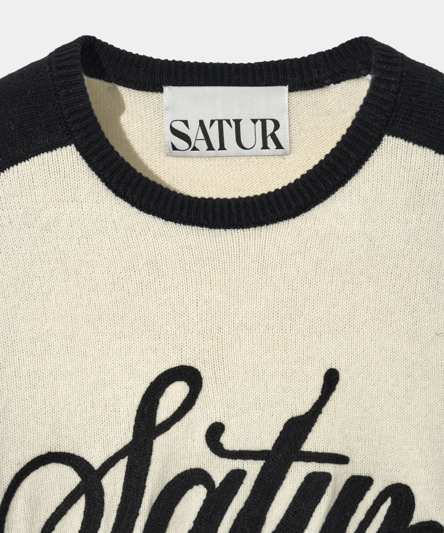 SATUR  |Crew Neck Unisex Wool Nylon Street Style Bi-color