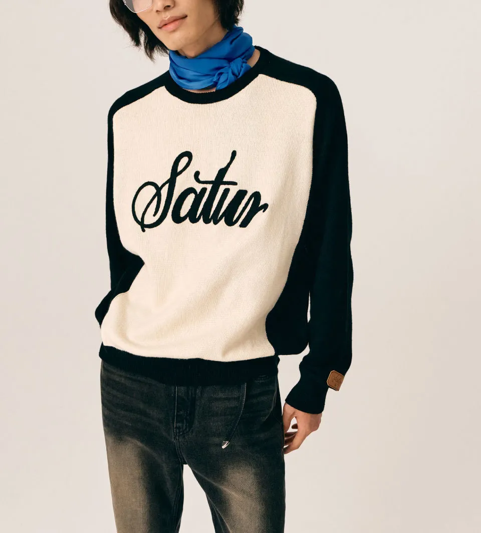 SATUR  |Crew Neck Unisex Wool Nylon Street Style Bi-color