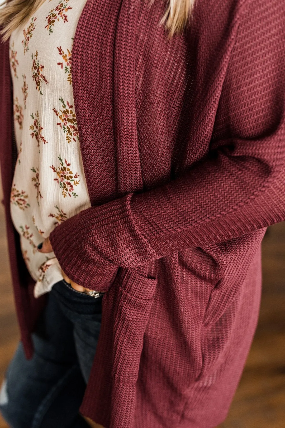 Sincerely Yours Knit Cardigan- Burgundy