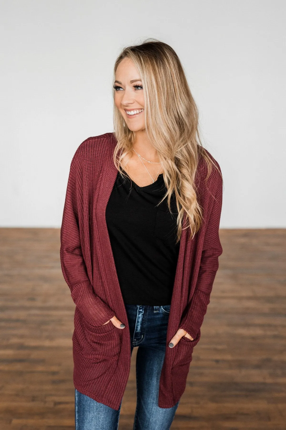 Sincerely Yours Knit Cardigan- Burgundy