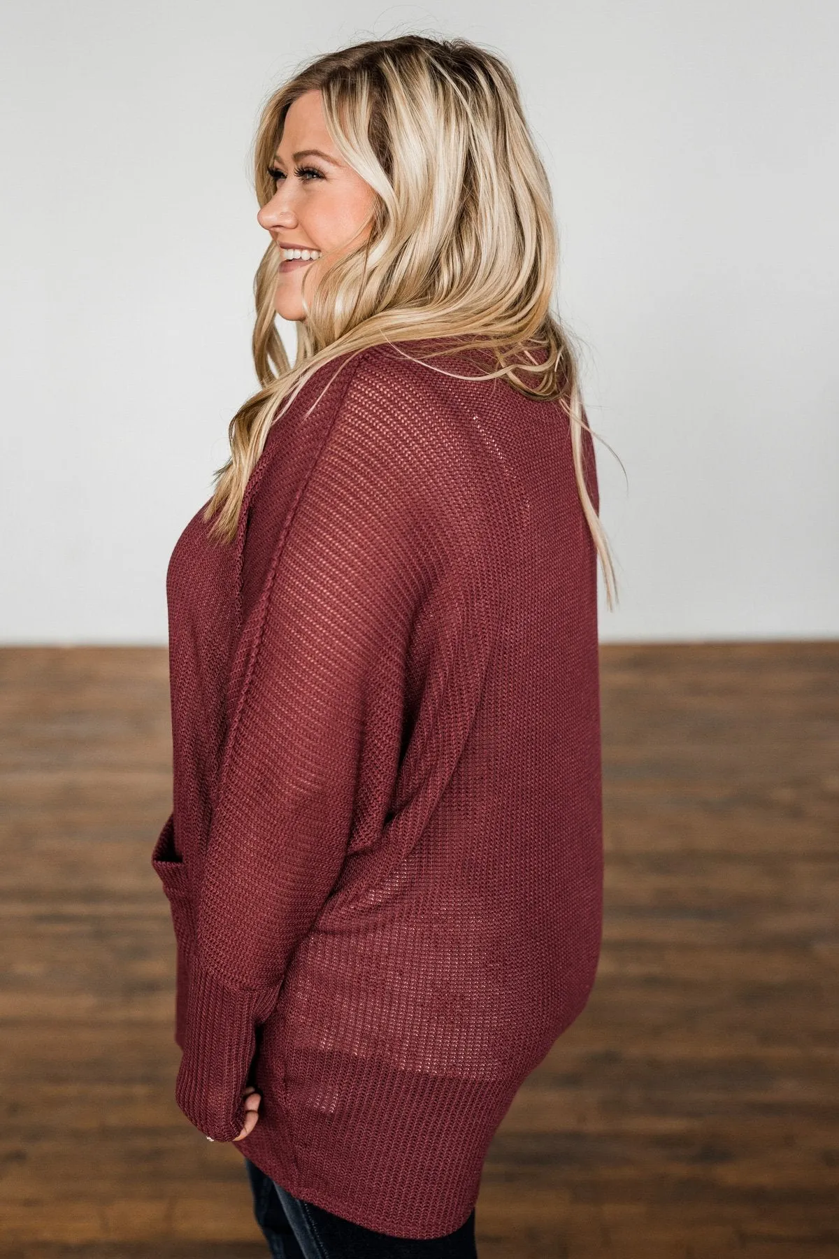 Sincerely Yours Knit Cardigan- Burgundy